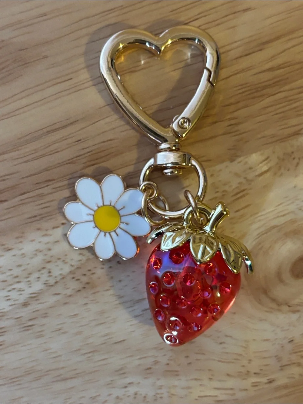 Woman’s Cute Strawberry & Daisy Keychain or Bagcharm